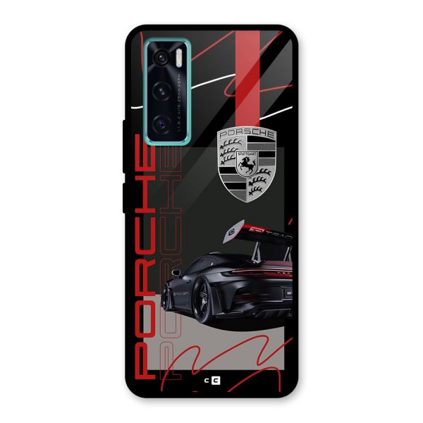 Classy Black Supercar Glass Back Case for Vivo V20 SE