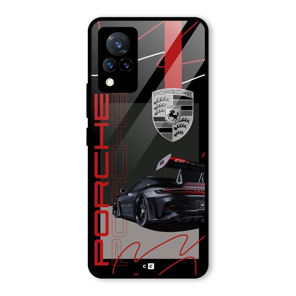 Classy Black Supercar Glass Back Case for Vivo V21 5G