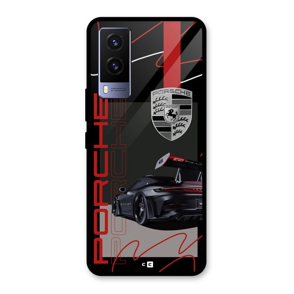 Classy Black Supercar Glass Back Case for Vivo V21e 5G