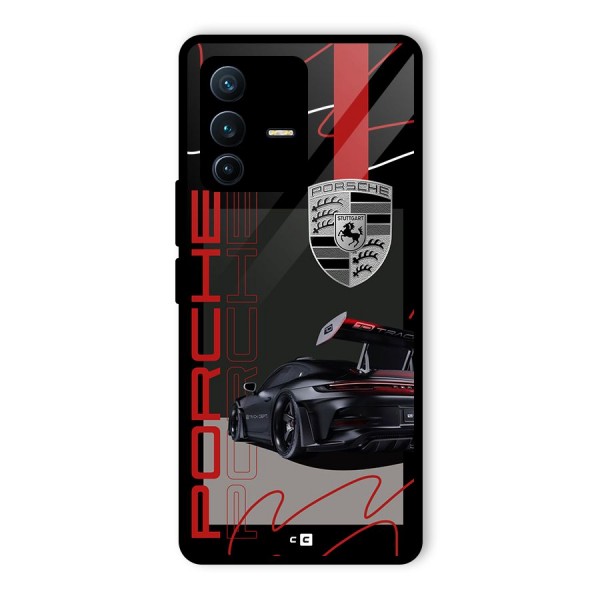 Classy Black Supercar Glass Back Case for Vivo V23 Pro