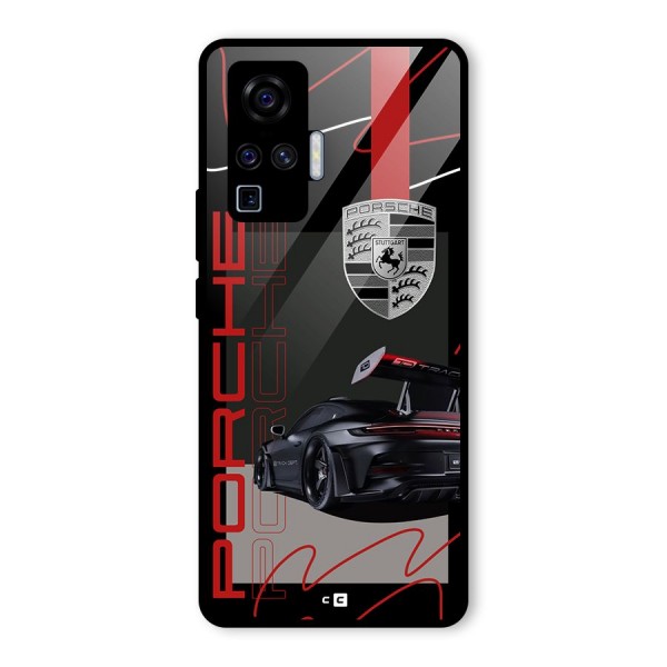 Classy Black Supercar Glass Back Case for Vivo X50 Pro