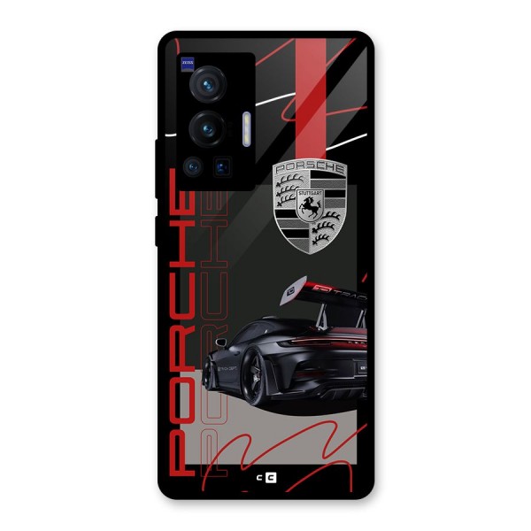 Classy Black Supercar Glass Back Case for Vivo X70 Pro