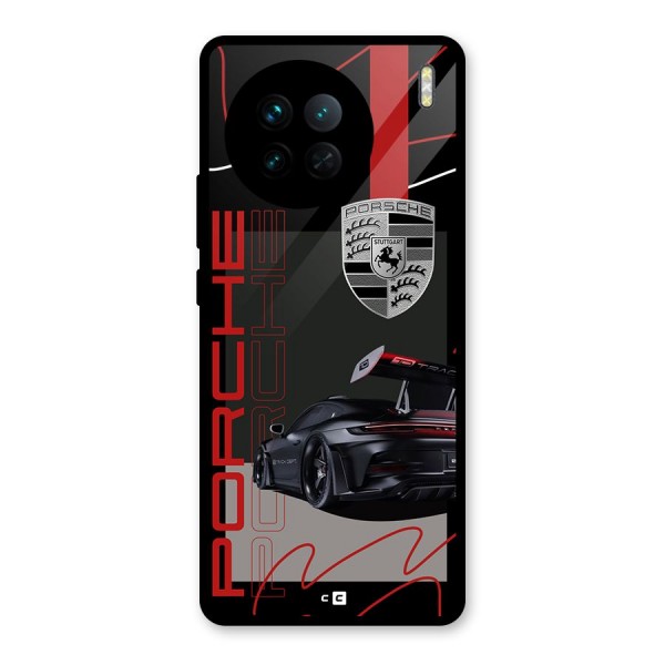 Classy Black Supercar Glass Back Case for Vivo X90