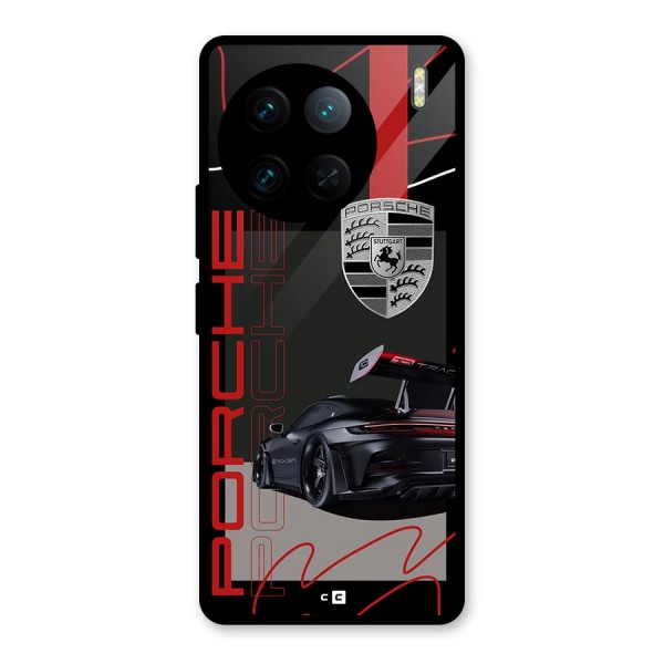 Classy Black Supercar Glass Back Case for Vivo X90 Pro