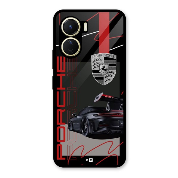 Classy Black Supercar Glass Back Case for Vivo Y56