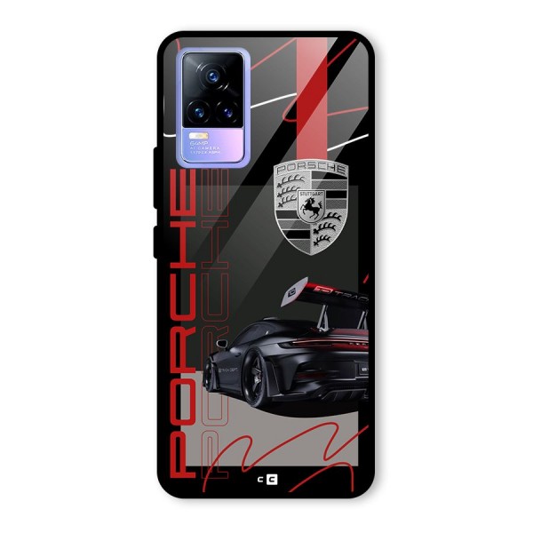 Classy Black Supercar Glass Back Case for Vivo Y73