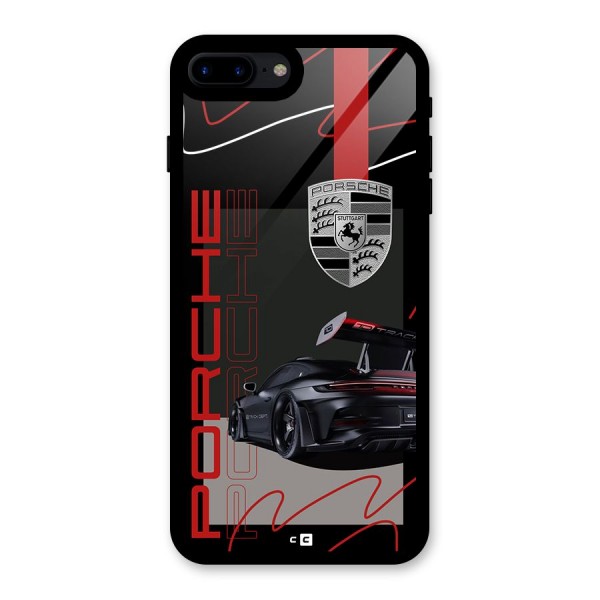 Classy Black Supercar Glass Back Case for iPhone 7 Plus