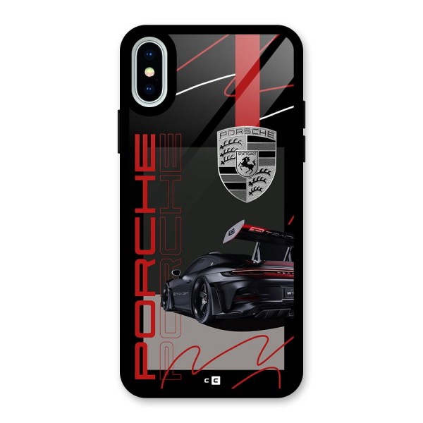 Classy Black Supercar Glass Back Case for iPhone X