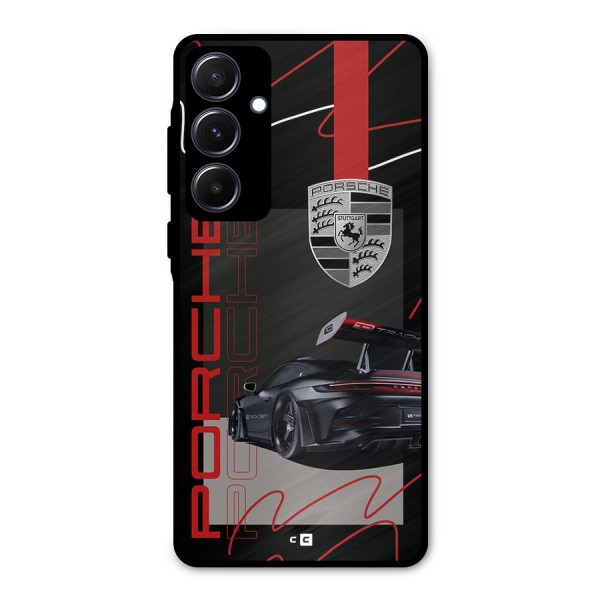 Classy Black Supercar Metal Back Case for Galaxy A55