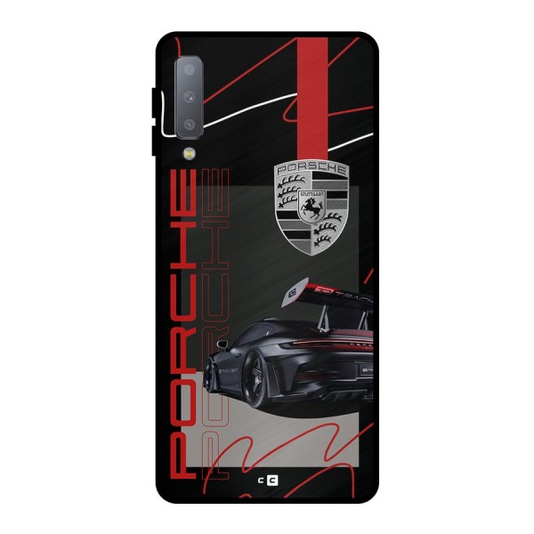 Classy Black Supercar Metal Back Case for Galaxy A7 (2018)