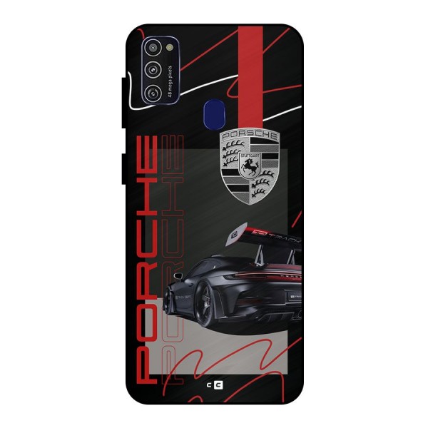 Classy Black Supercar Metal Back Case for Galaxy M21