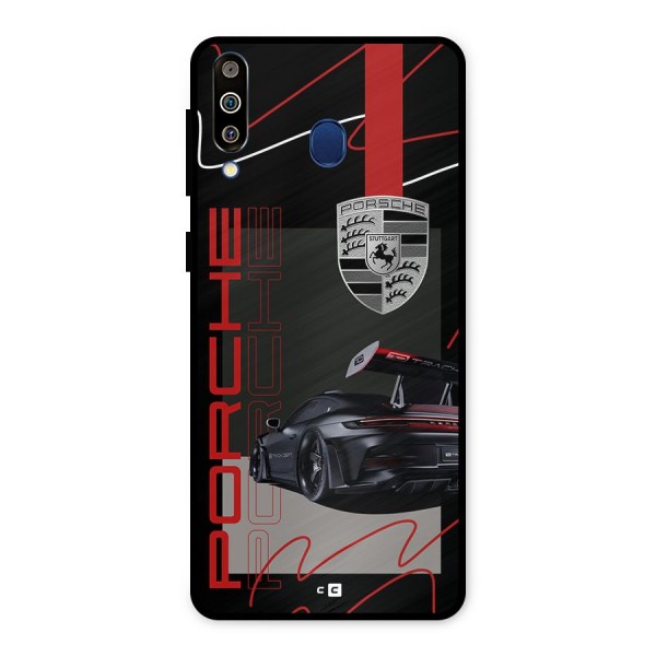 Classy Black Supercar Metal Back Case for Galaxy M30