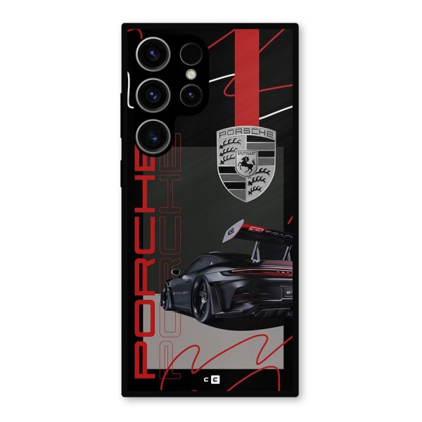 Classy Black Supercar Metal Back Case for Galaxy S23 Ultra