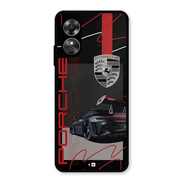 Classy Black Supercar Metal Back Case for Oppo A17