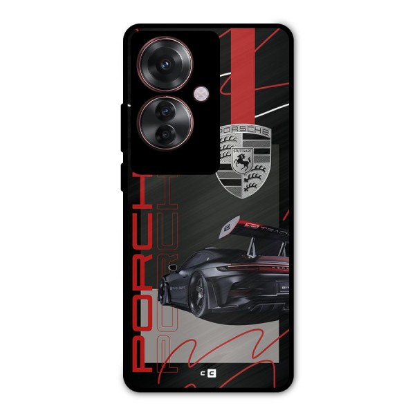 Classy Black Supercar Metal Back Case for Oppo F25 Pro