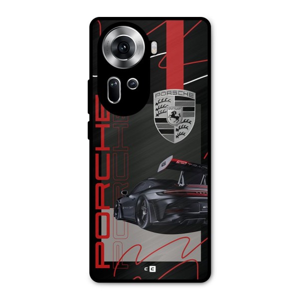 Classy Black Supercar Metal Back Case for Oppo Reno11 5G