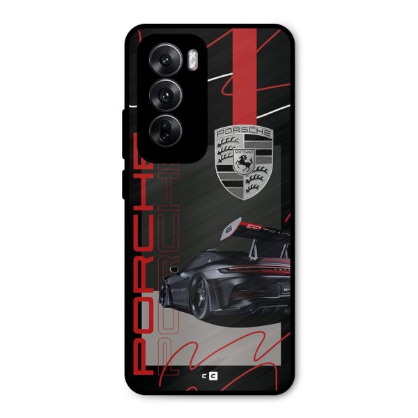 Classy Black Supercar Metal Back Case for Oppo Reno12