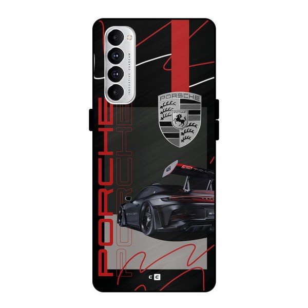 Classy Black Supercar Metal Back Case for Oppo Reno4 Pro