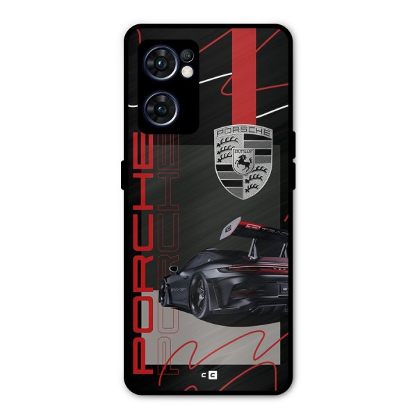 Classy Black Supercar Metal Back Case for Oppo Reno7 5G