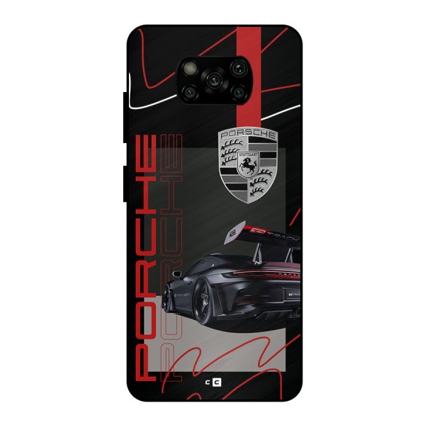 Classy Black Supercar Metal Back Case for Poco X3