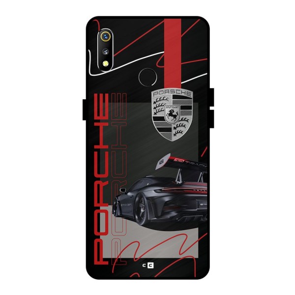 Classy Black Supercar Metal Back Case for Realme 3