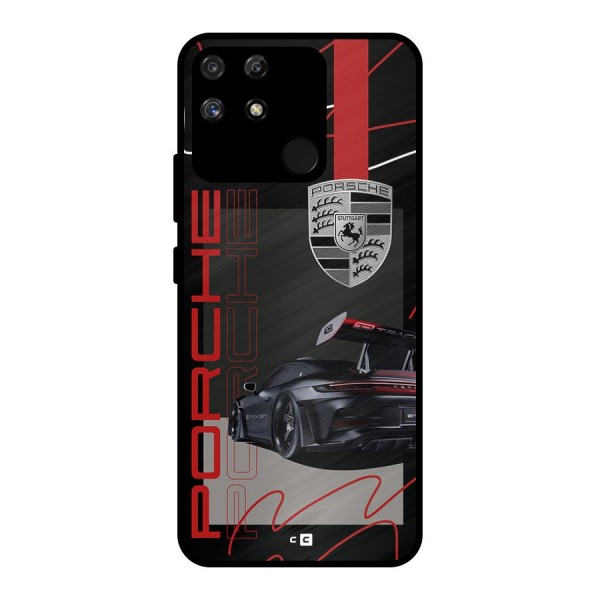 Classy Black Supercar Metal Back Case for Realme Narzo 50A