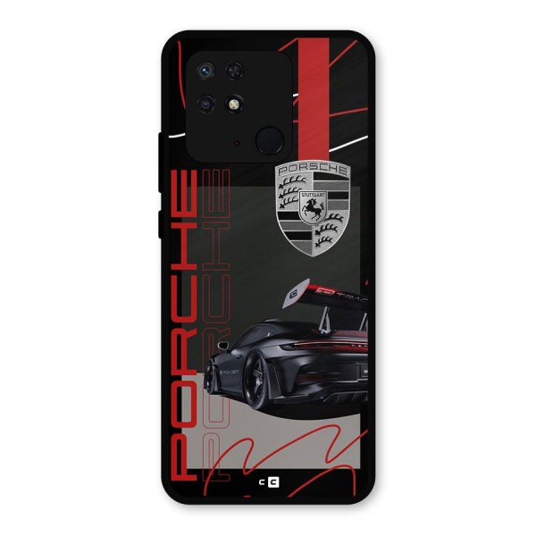 Classy Black Supercar Metal Back Case for Redmi 10