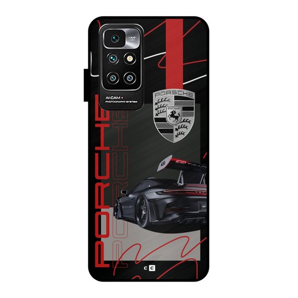 Classy Black Supercar Metal Back Case for Redmi 10 Prime