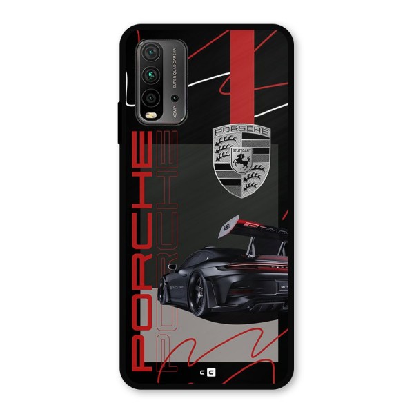 Classy Black Supercar Metal Back Case for Redmi 9 Power