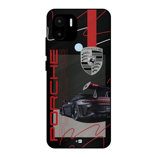 Classy Black Supercar Metal Back Case for Redmi A1 Plus