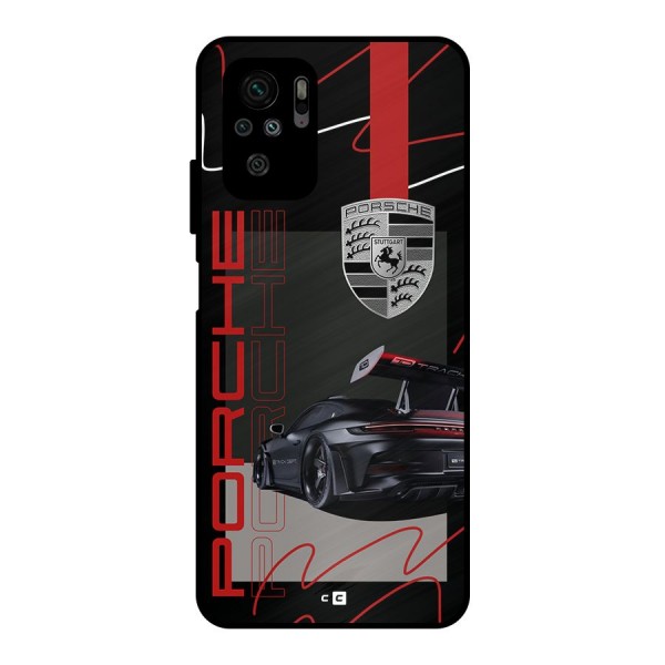 Classy Black Supercar Metal Back Case for Redmi Note 10