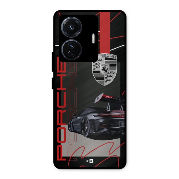 Classy Black Supercar Metal Back Case for Vivo T1 Pro