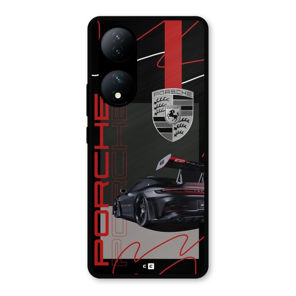 Classy Black Supercar Metal Back Case for Vivo T2