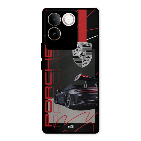 Classy Black Supercar Metal Back Case for Vivo T2 Pro