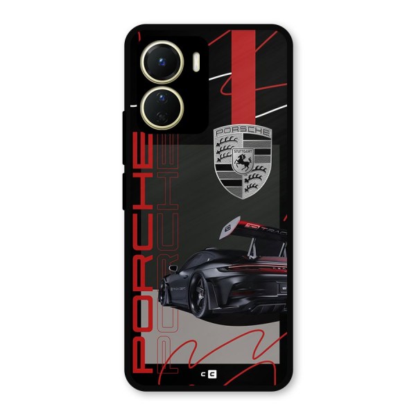 Classy Black Supercar Metal Back Case for Vivo T2x