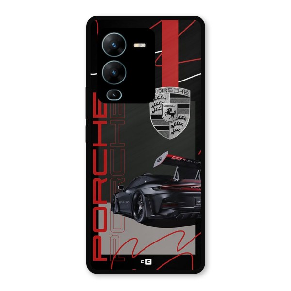 Classy Black Supercar Metal Back Case for Vivo V25 Pro