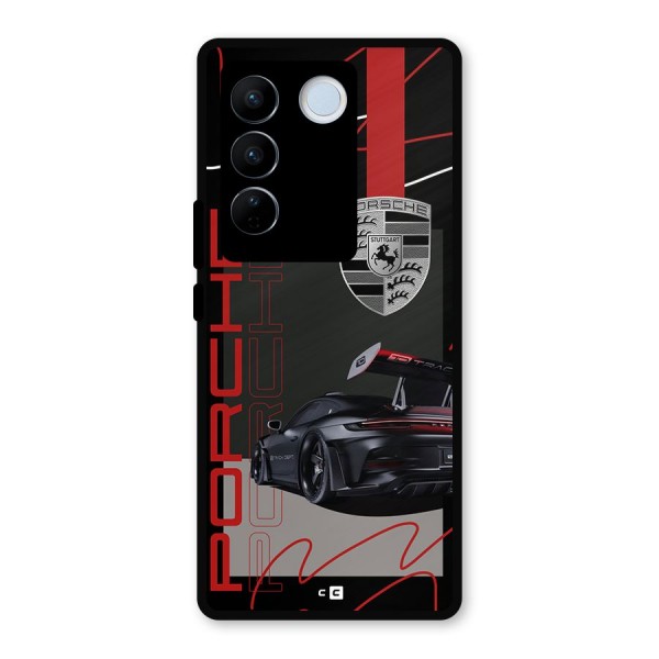 Classy Black Supercar Metal Back Case for Vivo V27