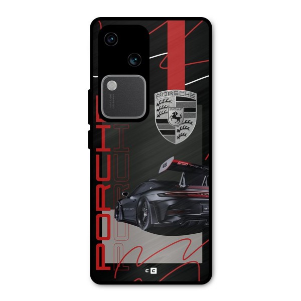 Classy Black Supercar Metal Back Case for Vivo V30