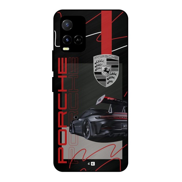 Classy Black Supercar Metal Back Case for Vivo Y21