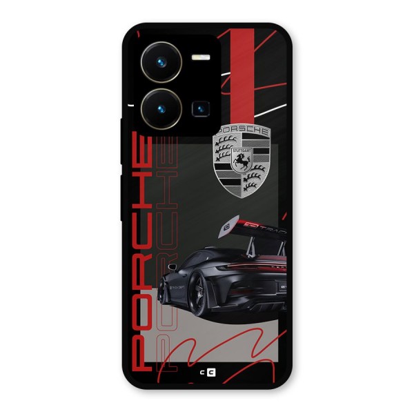 Classy Black Supercar Metal Back Case for Vivo Y35