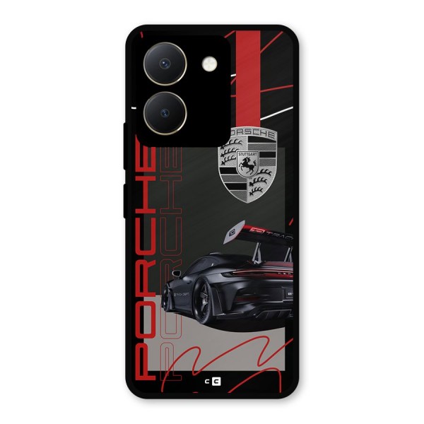 Classy Black Supercar Metal Back Case for Vivo Y36