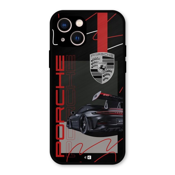 Classy Black Supercar Metal Back Case for iPhone 13