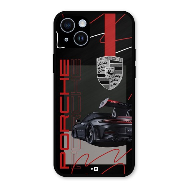 Classy Black Supercar Metal Back Case for iPhone 14