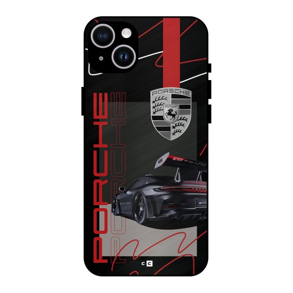 Classy Black Supercar Metal Back Case for iPhone 14 Plus