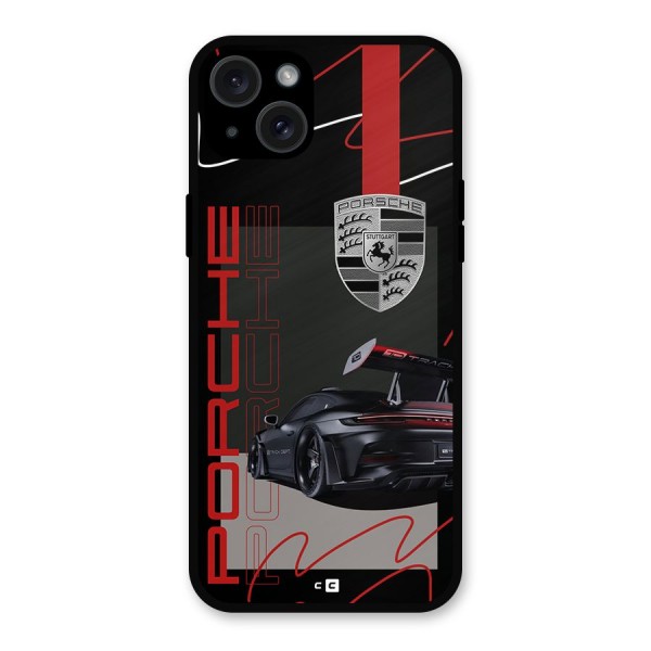 Classy Black Supercar Metal Back Case for iPhone 15 Plus