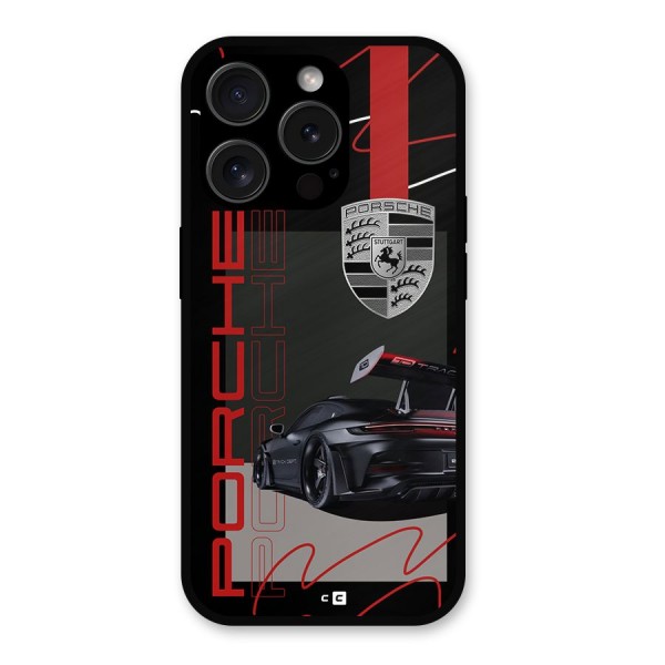 Classy Black Supercar Metal Back Case for iPhone 15 Pro