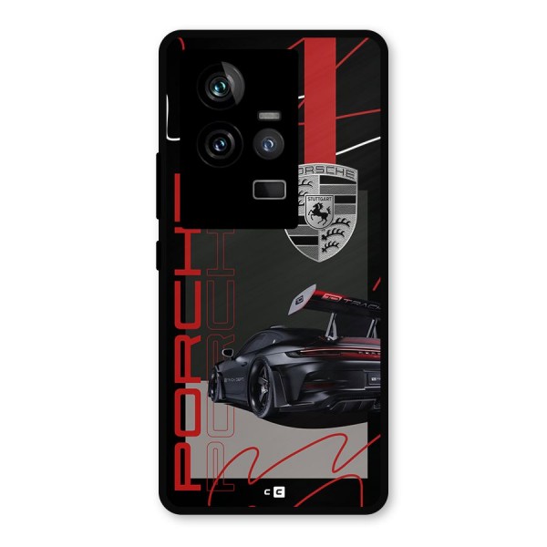 Classy Black Supercar Metal Back Case for iQOO 11 5G