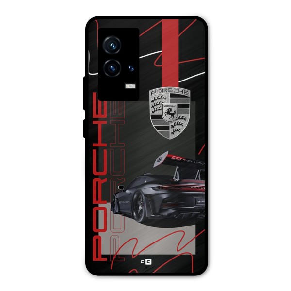 Classy Black Supercar Metal Back Case for iQOO 9 5G