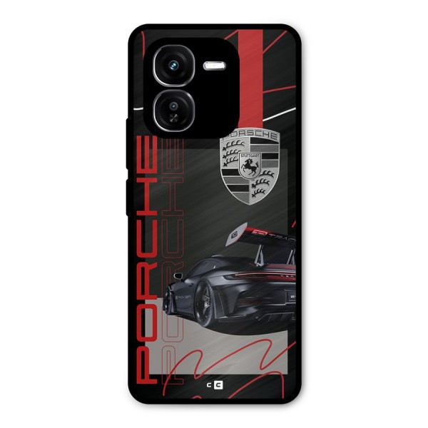 Classy Black Supercar Metal Back Case for iQOO Z9x