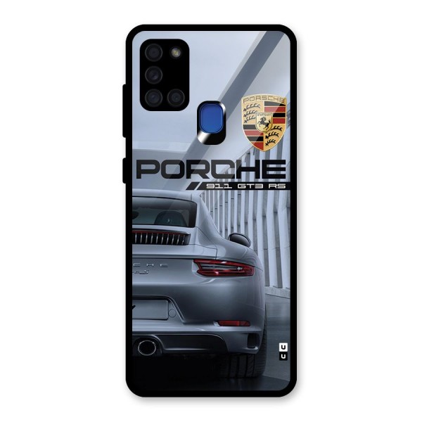 Classy Supercar Glass Back Case for Galaxy A21s